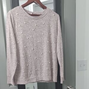 Juicy Couture Baby Pink and Gray Pearl Knit Sweater